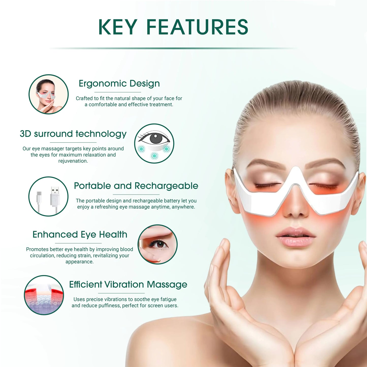 BrightBeneath Pro™ - Innovative Under-Eye Red Light Therapy Massager